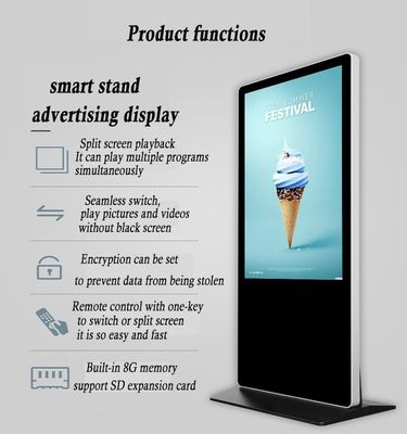 50 Inch Floor Stand Digital Signage Poster 4K UHD Infrared Dual OS