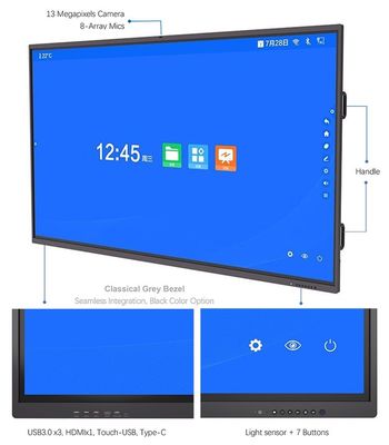 LED Interactive Panels 65" 75" IR Touch Screen Display Smart Whiteboard