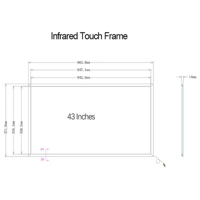 43 Inch IR Infrared Touch Screen Frame Multitouch Sensor Overlay Kits
