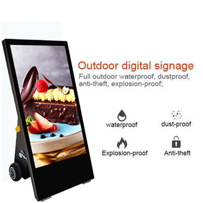 Outdoor Movable Digital Display Totem Advertising Signage Waterproof IP65 Super Thin