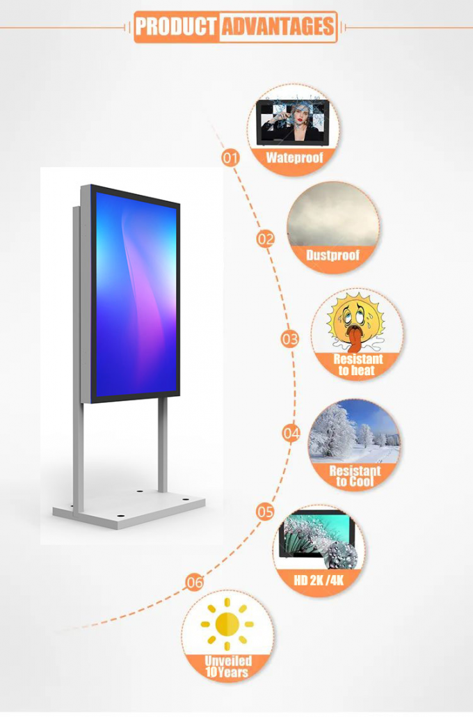Advertising Floor Standing Digital Signage Totem Outdoor Waterproof Kiosk