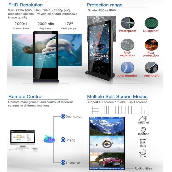 Advertising Floor Standing Digital Signage Totem Outdoor Waterproof Kiosk